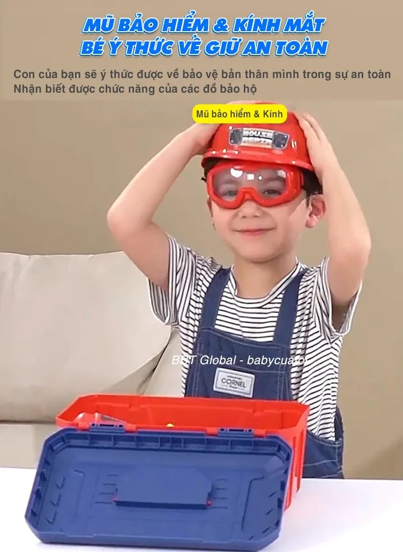 Chi tiết các dụng cụ cờ lê, mỏ lết trong bộ đồ chơi dụng cụ sửa chữa cho bé