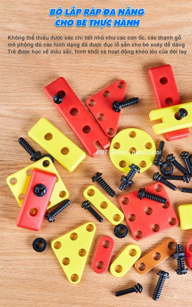 Kích thước thực tế của các chi tiết trong bộ đồ chơi