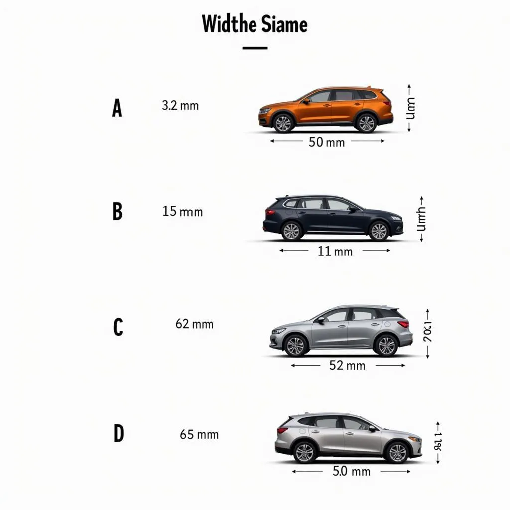 So sánh chiều rộng các dòng xe