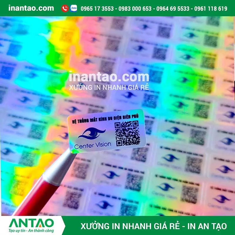 Tem bảo hành 7 màu hologram chống giả