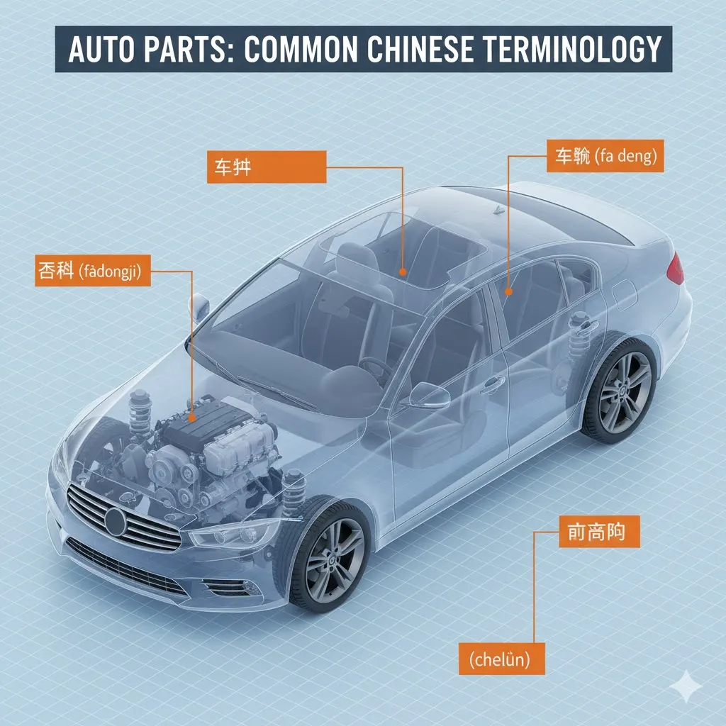 Bảng tổng hợp tên gọi các bộ phận xe ô tô bằng tiếng Trung thường gặp nhất
