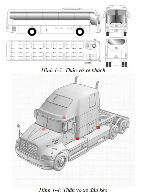 Thân vỏ xe khách và xe đầu kéo được tối ưu hóa cho mục đích vận tải