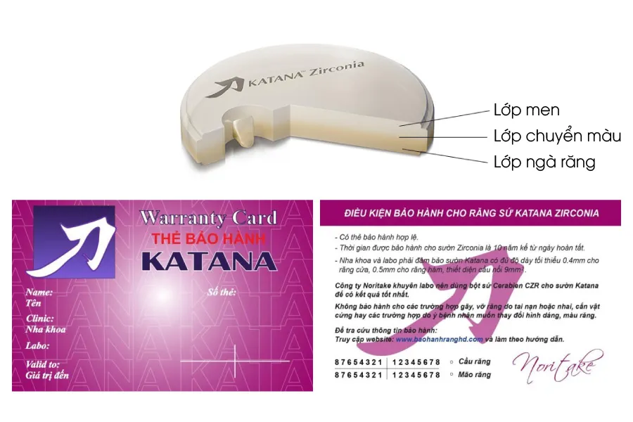 Thẻ bảo hành răng sứ Katana