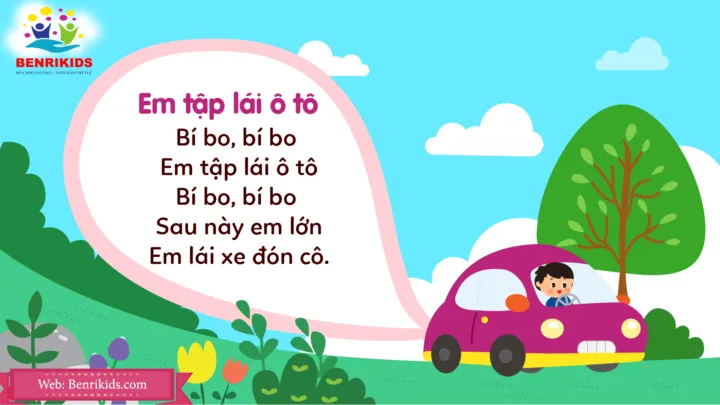 Bài thơ về xe ô tô cho trẻ mầm non