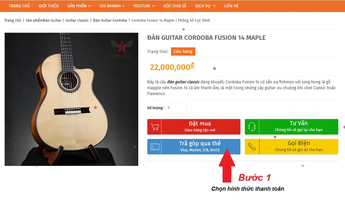 Chọn hình thức trả góp guitar tại Guitar Đồng Tâm