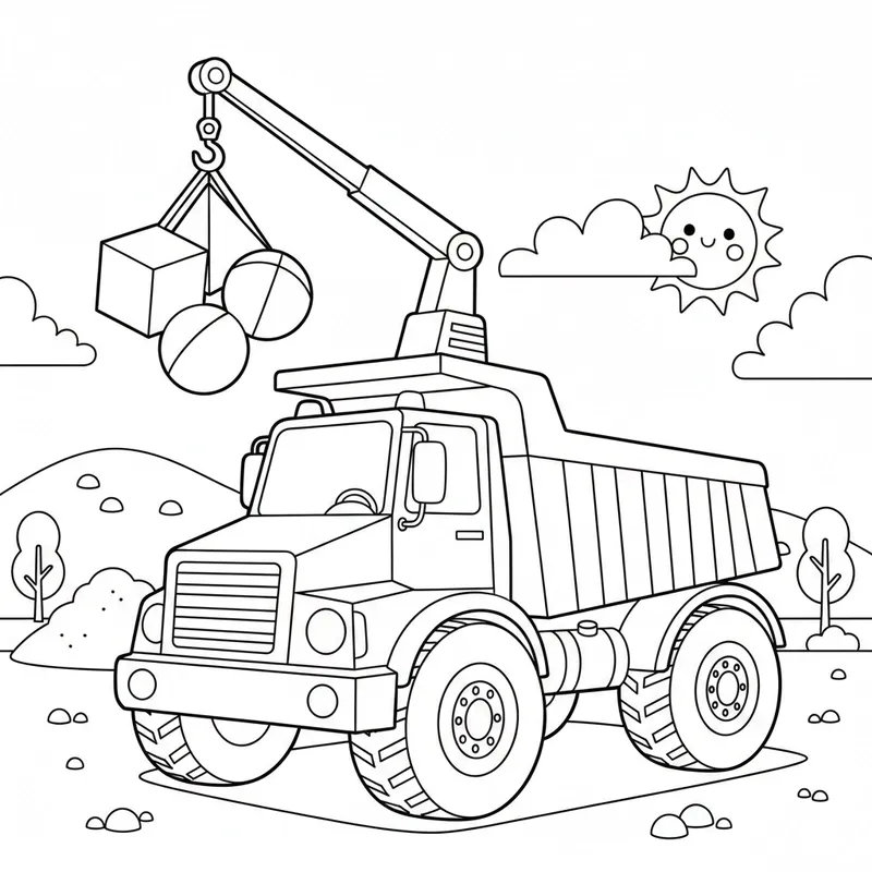 Trang tô màu xe ben thích hợp cho bé tập tô