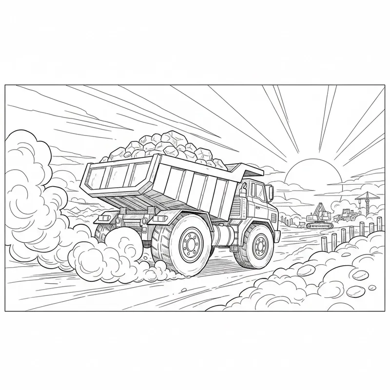 Tranh xe ben tô màu đường nét rõ ràng