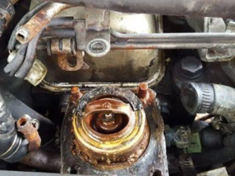 Van hằng nhiệt bị kẹt khiến nước không thể tuần hoàn ra két tản nhiệt