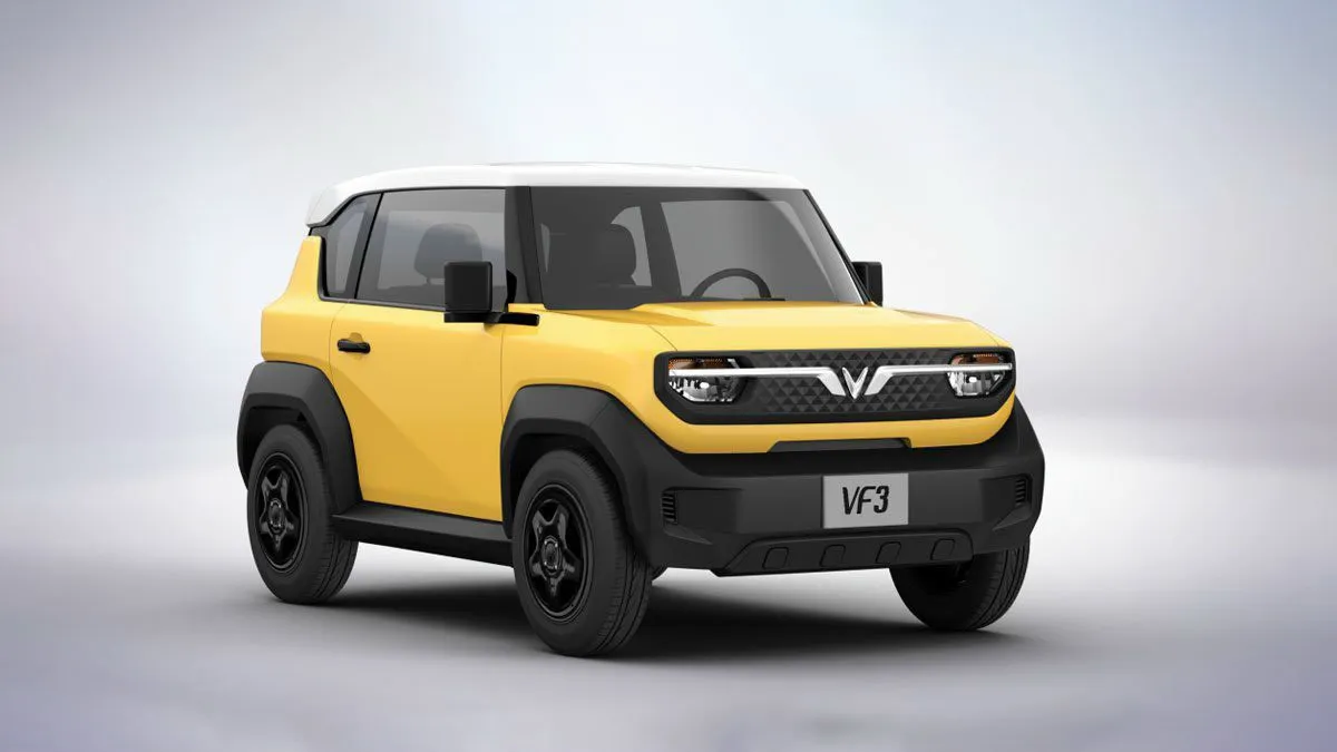 VinFast VF3 màu vàng nóc trắng