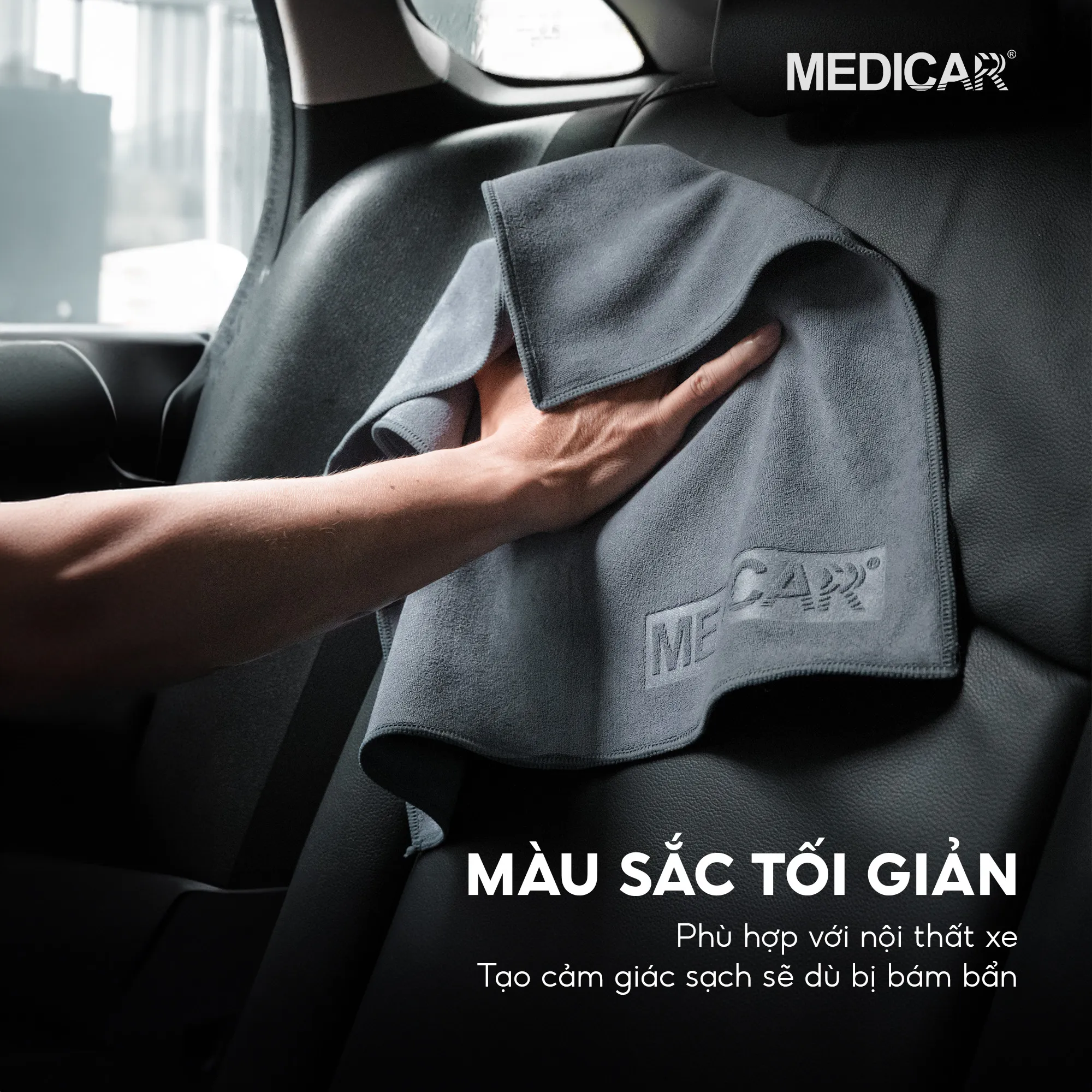 Thiết kế màu xám tinh tế của khăn lau Medicar chuyên dụng