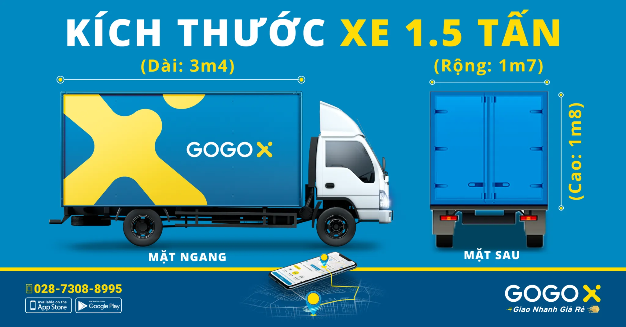 Kích thước lòng thùng xe tải 1.5 tấn JAC X-Series