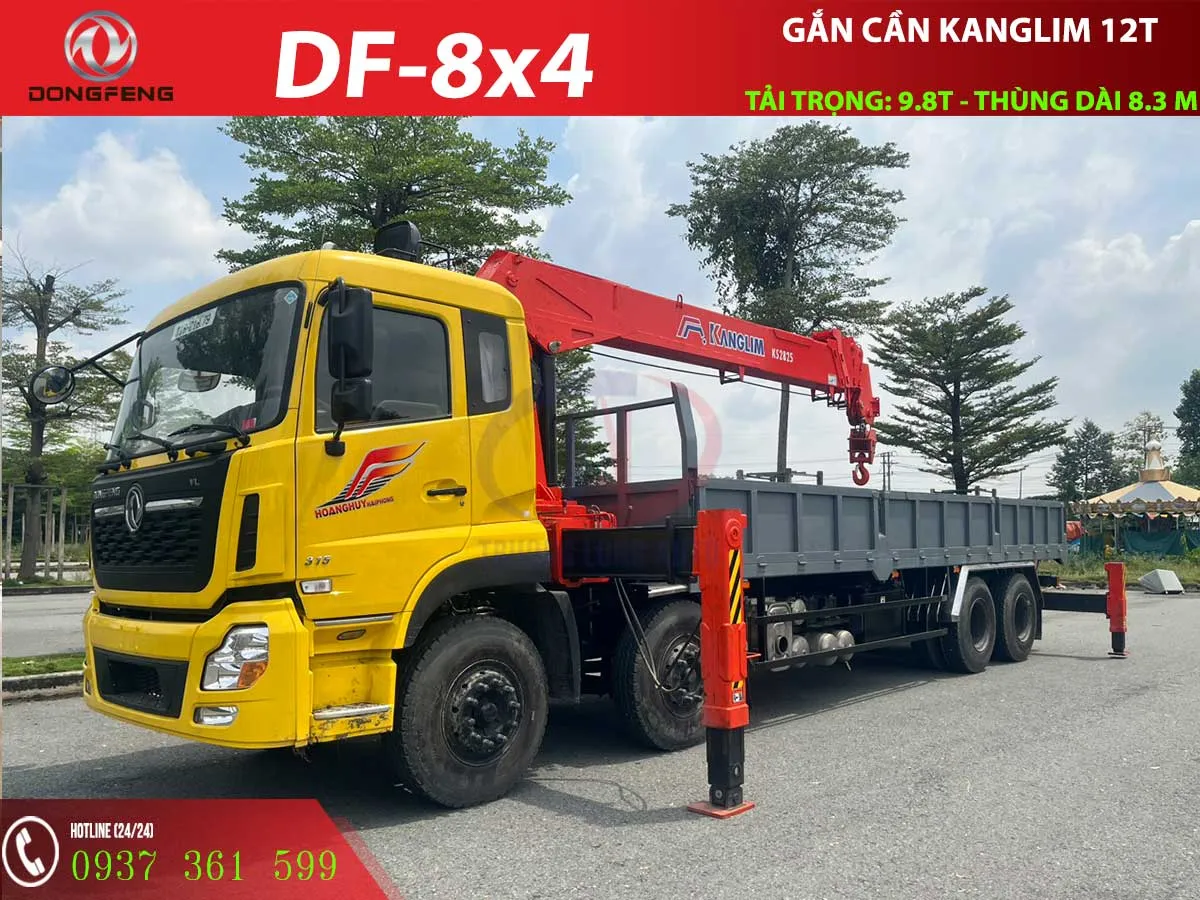 Cẩu tự hành Dongfeng 4 chân gắn Kanglim 12 tấn