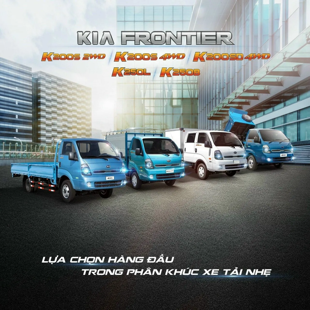Đội xe Kia Frontier sẵn sàng bàn giao cho khách hàng tại Showroom