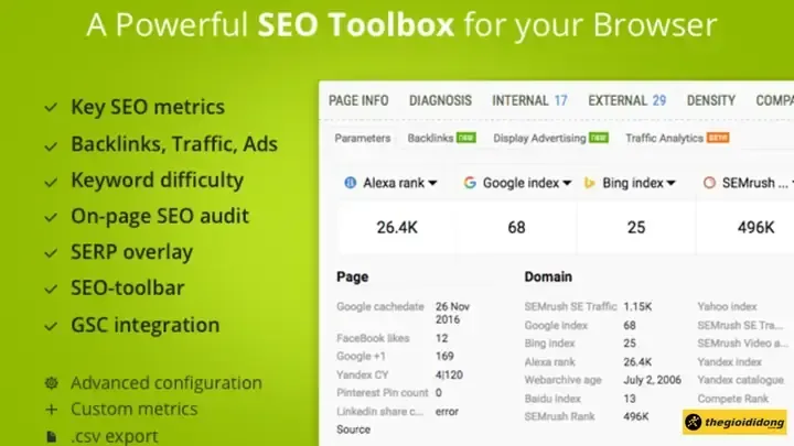 Thanh công cụ hỗ trợ người thiết kế mô hình 3D (Ví dụ: Seoquake)