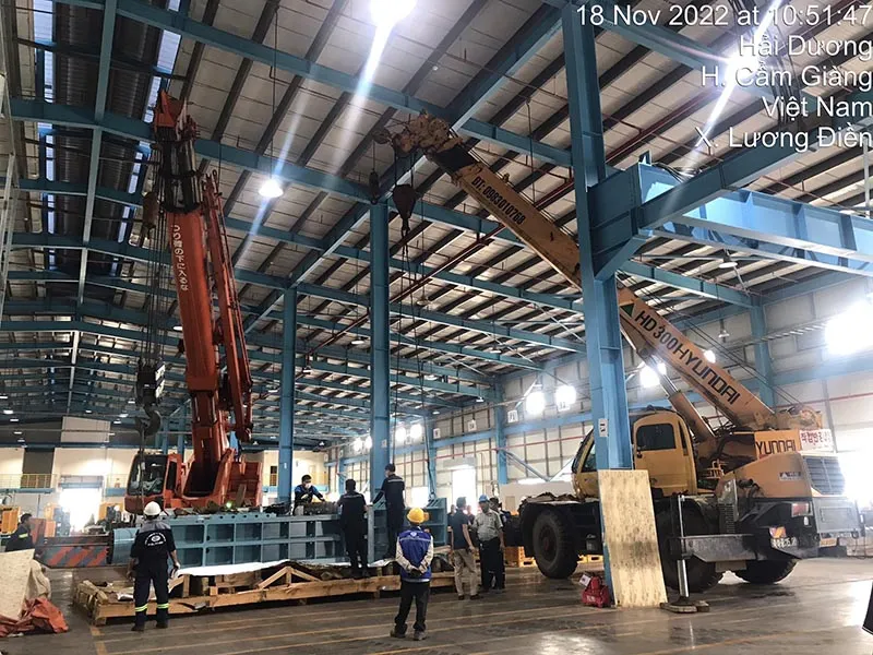 Tiến hành nâng hạ, di dời máy tại Hải Dương theo đúng quy trình đã đặt ra